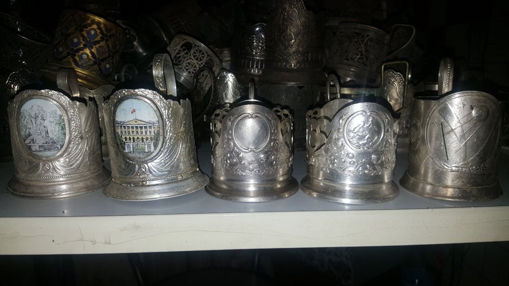 Подстаканники посеребренные коллекция 90 шт.