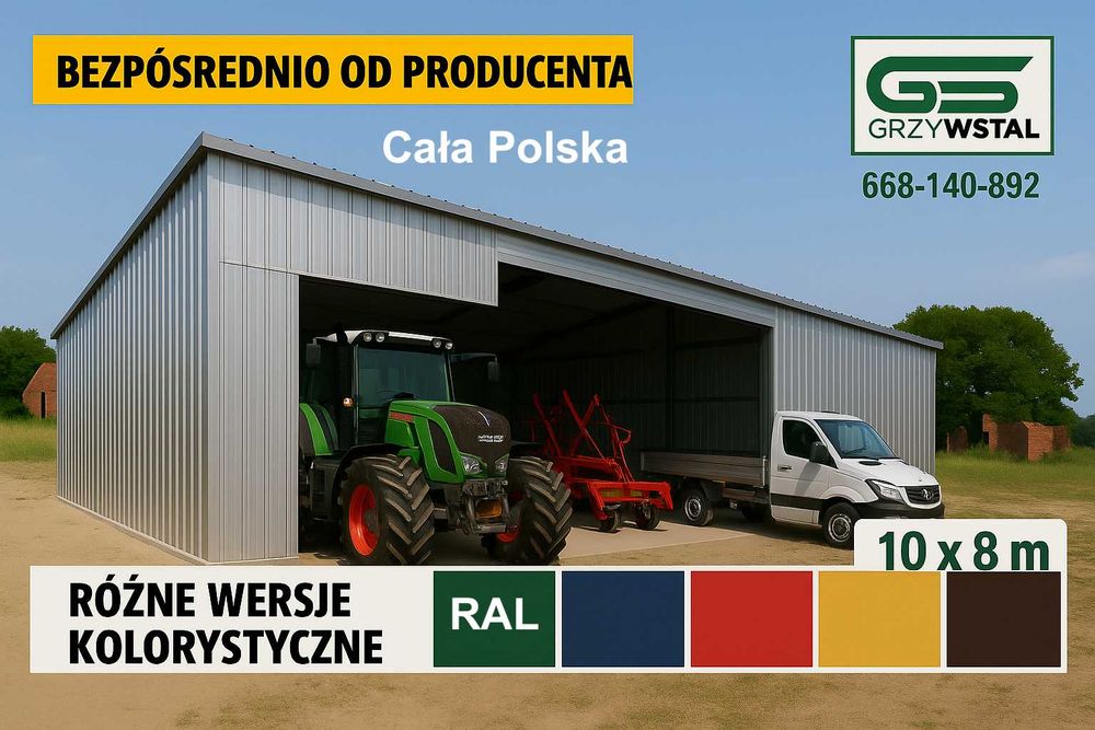 Garaż blaszany Grafit + Bramy | Duża Hala Magazyn Wiata   – GRZYWSTAL