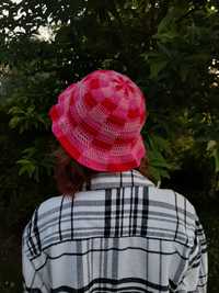 różowo-czerwony bucket hat ~ handmade