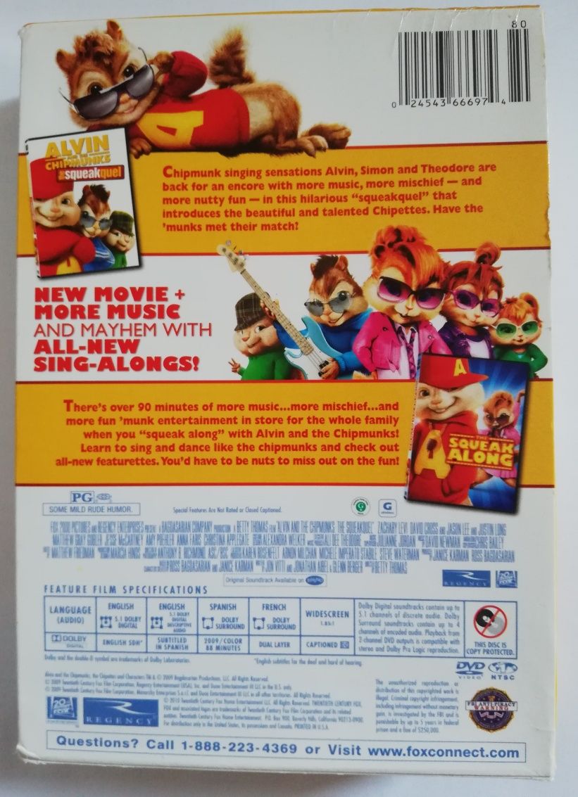 Alvin and the Chipmunks 2 The Squeakel 2 dvd ANG