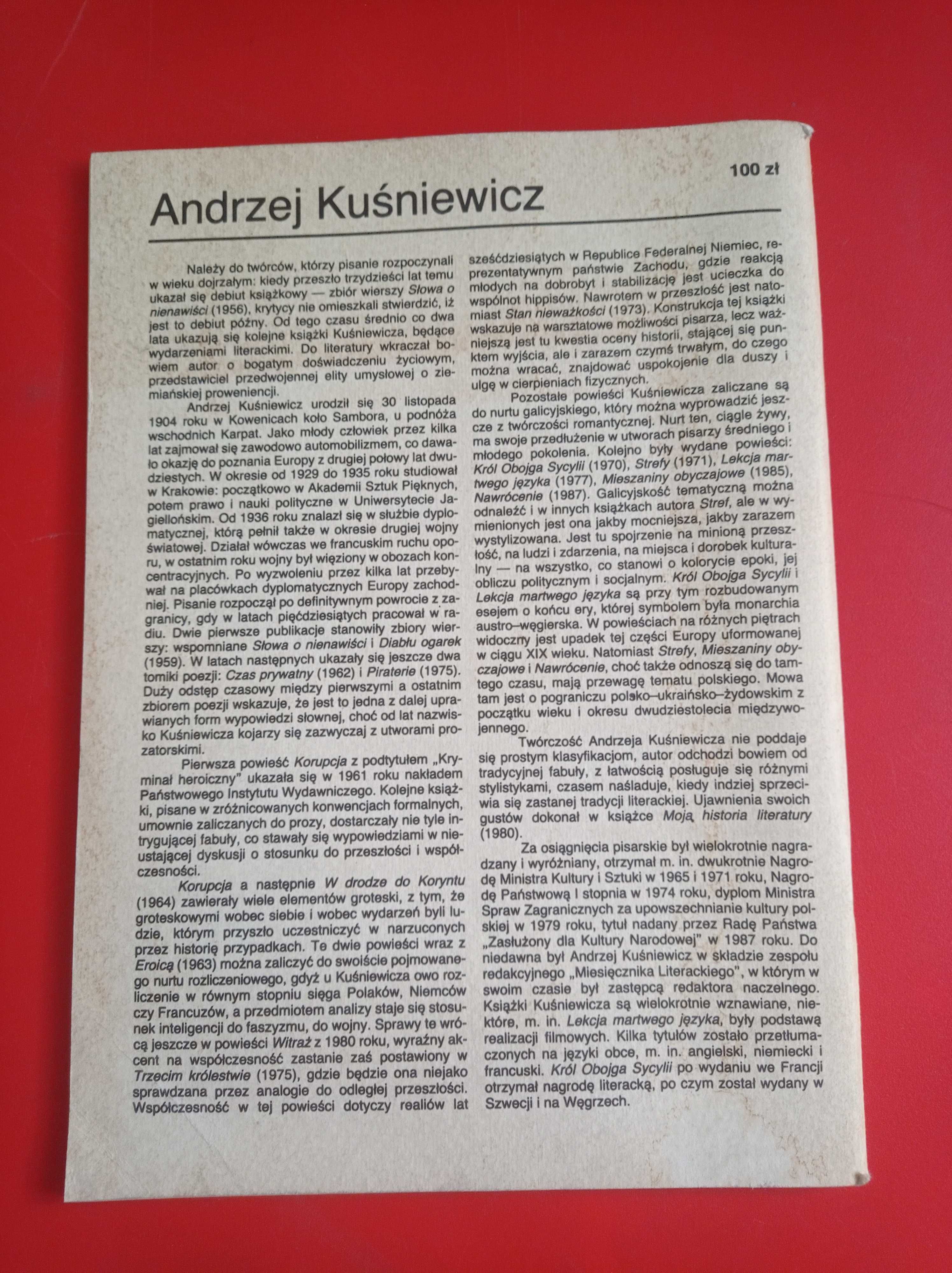 Nowe książki, nr 1, styczeń 1988, Andrzej Kuśniewicz