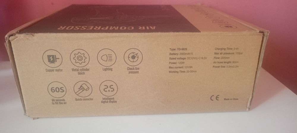 Przenośny kompresor powietrza 12V / bezprzewodowy – NOWY, komplet!