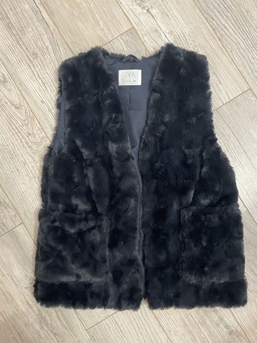 Piękna kamizelka futerko granat. Zara, r.152