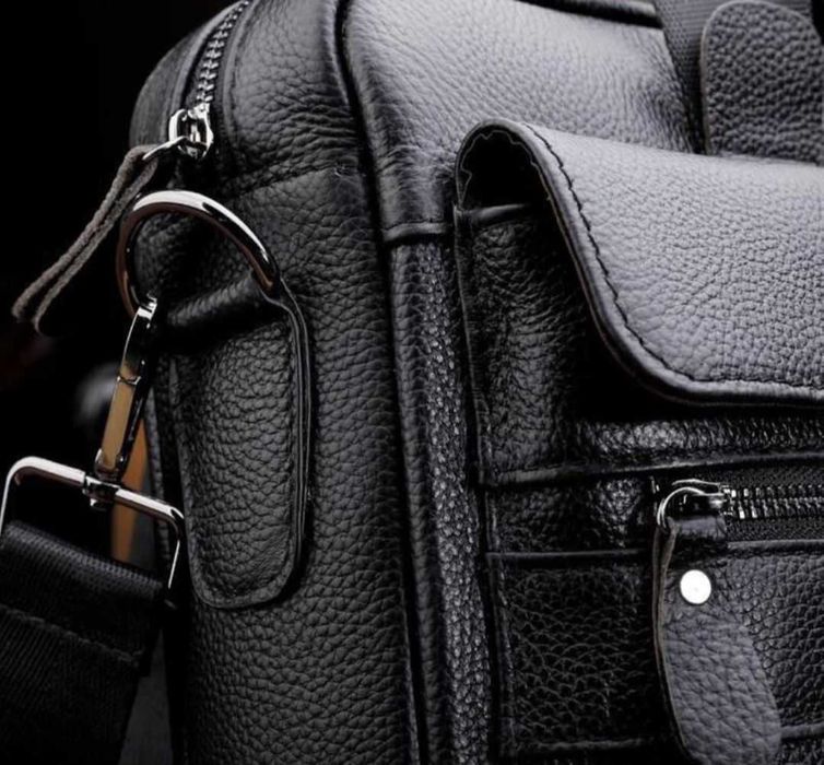 Якісна чоловіча шкіряна сумка -портфель для ноутбука, для документів