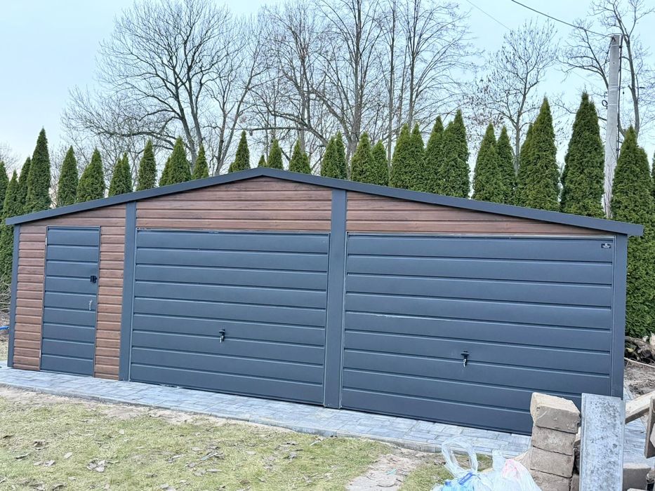 Garaz blaszak 10x6  Drewnopodobny złoty dąb