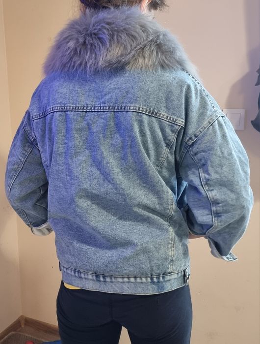 Kurtka przejściowa jeansowa retro vintage z odpinany kołnierzem