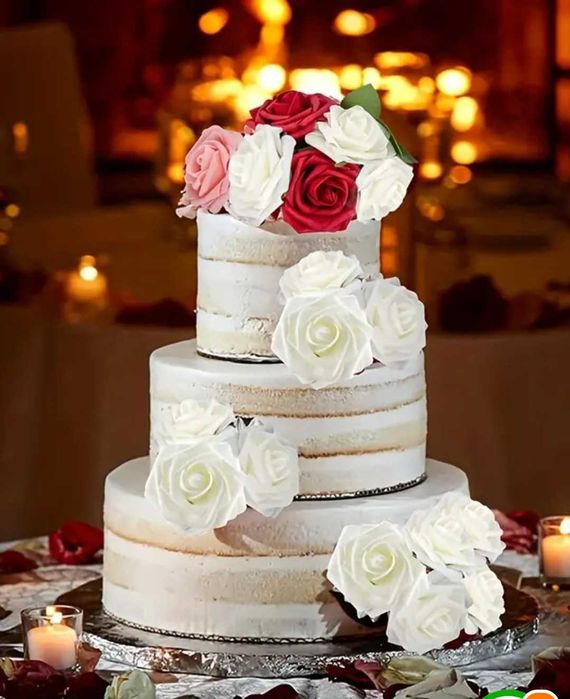 Весільний букет з штучних троянд, білі, декор на арку, столи,