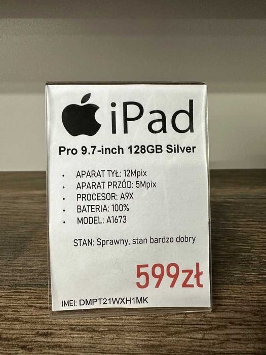 iPad Tablet Apple Pro 9.7-inch 128GB Silver A1673 stan bdb gwarancja