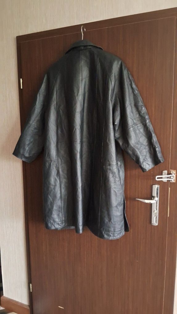 Пальто из настоящей кожи leather coat vintage панковский плащ кожа