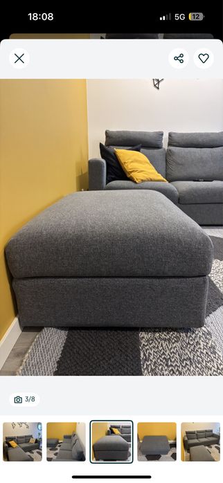Sofa IKEA 3 lugres + 3 apoios de cabeca + repousa pes (chaise long)