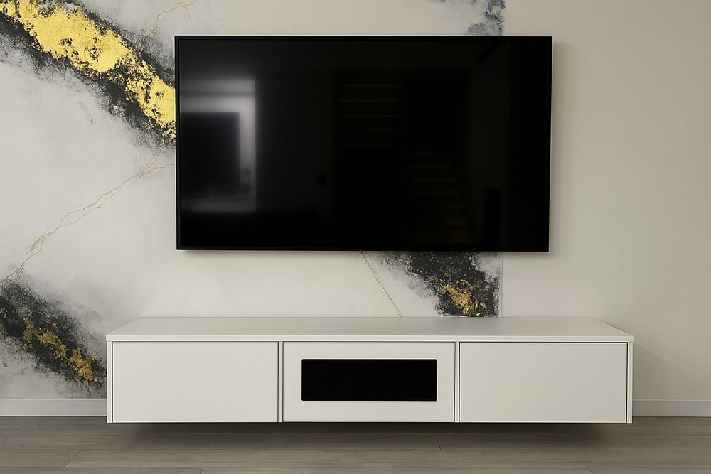 Szafka RTV pod telewizor biała biały połysk 200x33x40