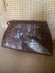 Carteira/clutch em Pele Castanha