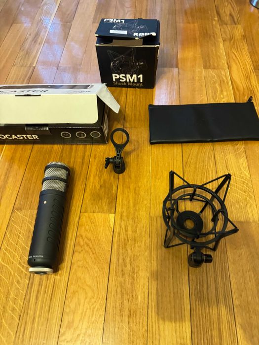 Microfone Rode Procaster + Rode PSM1 Schock Mount