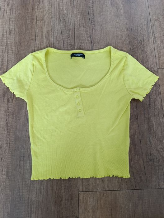 Crop top damski House S 36 limonkowy