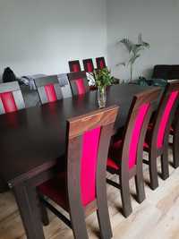 Drewniany rozkładany stół 100x200/300 + 12 krzeseł