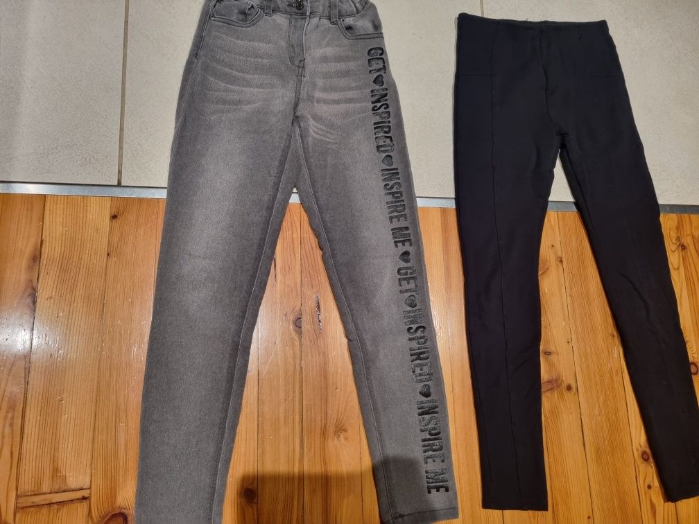 Zestaw 2szt NOWE spodnie 152 jeansy leginsy legginsy spodenki