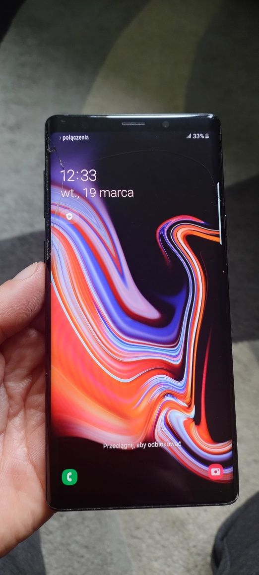 Samsung note 9 używany lekko pęknięty