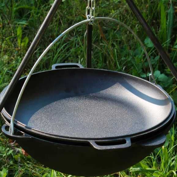 Чавунний казан wok наша майстерня 8 л з кришкою-сковородою тушкування