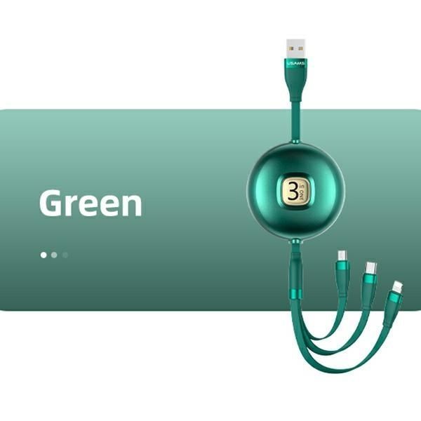 Kabel USAMS U69 3w1 1,2m Lightning/Micro/USB-C Green