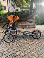 Bicicleta com cadeira de bébé incorporada