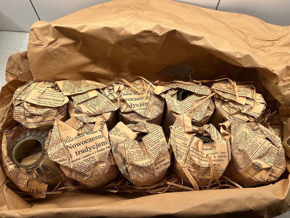 Unikatowy zdobiony klosz ze szkła do lampy Vintage PRL Retro NOWY