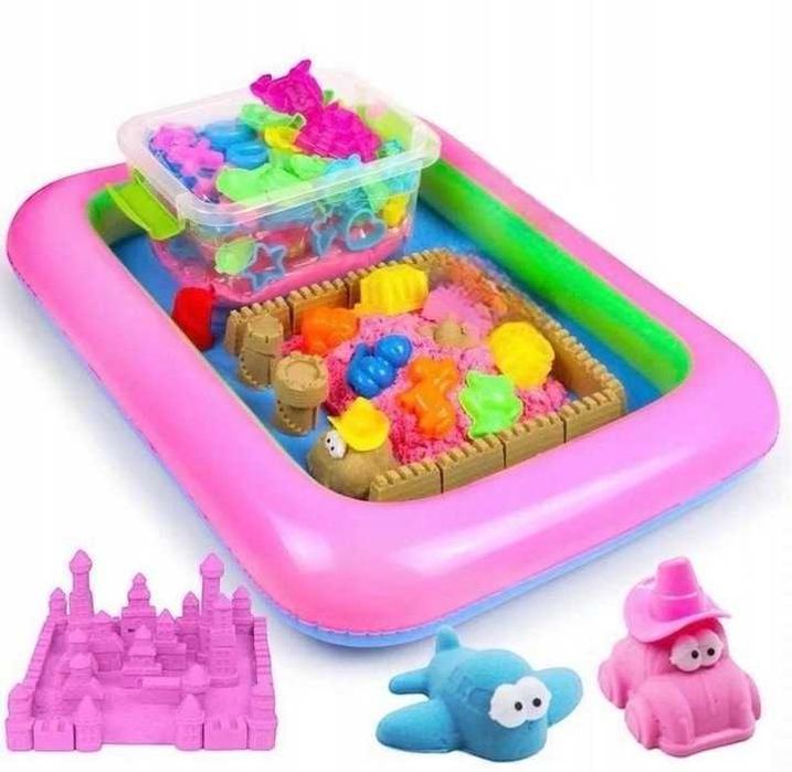 Piasek Kinetyczny 3KG Piaskownica Basen Foremki Zestaw XXL