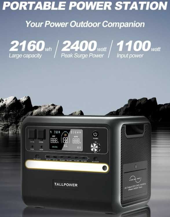 Estação Energia Tallpower 2400W MPPT 500W 2160Wh