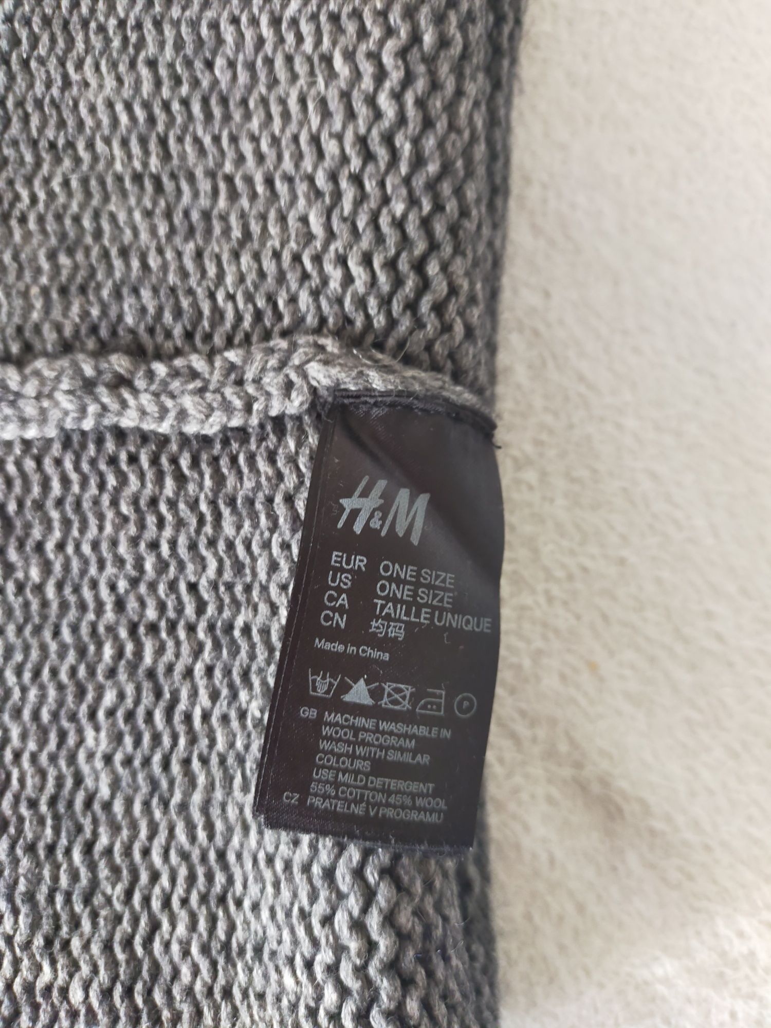 H&M orginalny komin wełniany szary NOWY