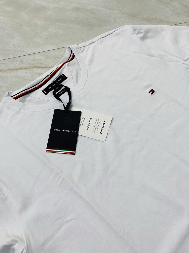 Biała koszulka z długim rękawem Tommy Hilfiger r. XXL klasyczne logo