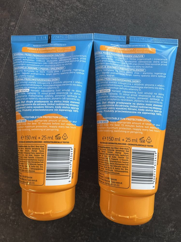 2 szt Lirene Sun, Emulsja ochronna, skóra wrażliwa, SPF 50+, 175 ml