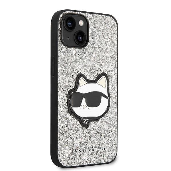 Etui Karl Lagerfeld Glitter Choupette Patch na iPhone 14 Plus - srebrn