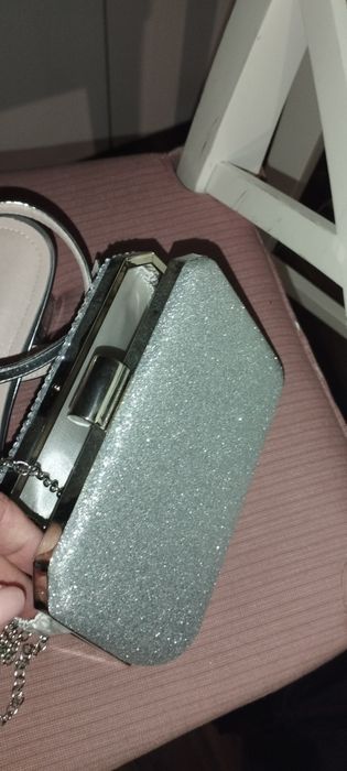 Buty i torebka srebrne cyrkonie kamienie
