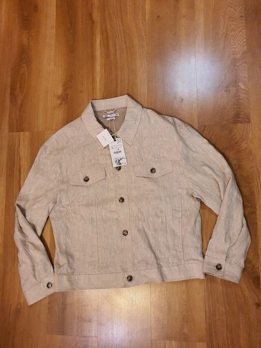 Męska XL lniana Zara kurtka