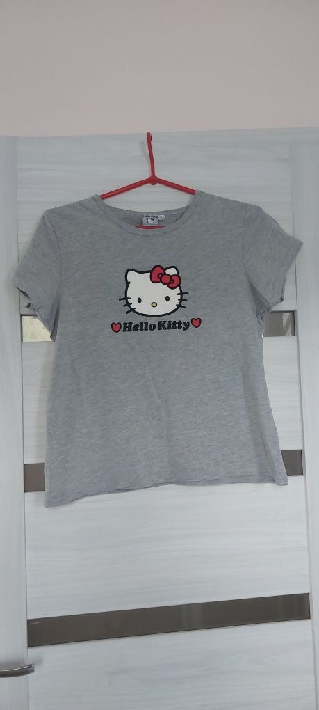 Bluzka top t-shirt szary hello kitty L M