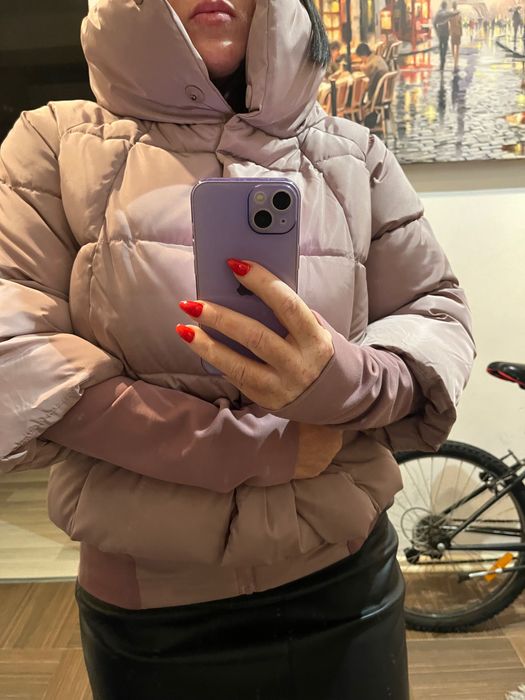 Monnari nowa kurtka ciepła pudrowy róż puchowa 38/42 femestage komin