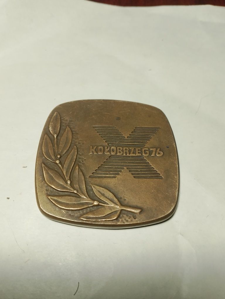 Stary mosiężny medal Kołobrzeg 76.