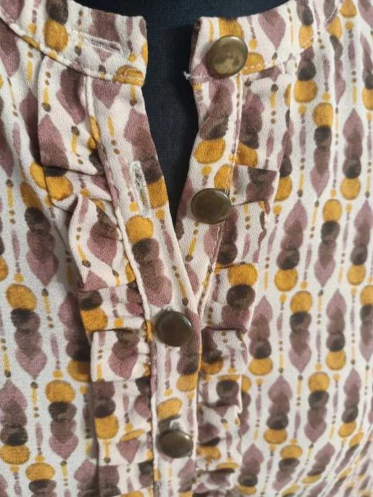 Sukienka We Wzory Rękaw 3/4 Styl Vintage H&M Rozmiar 38