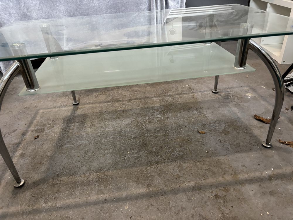Szklany stolik z połką 110x 60x45