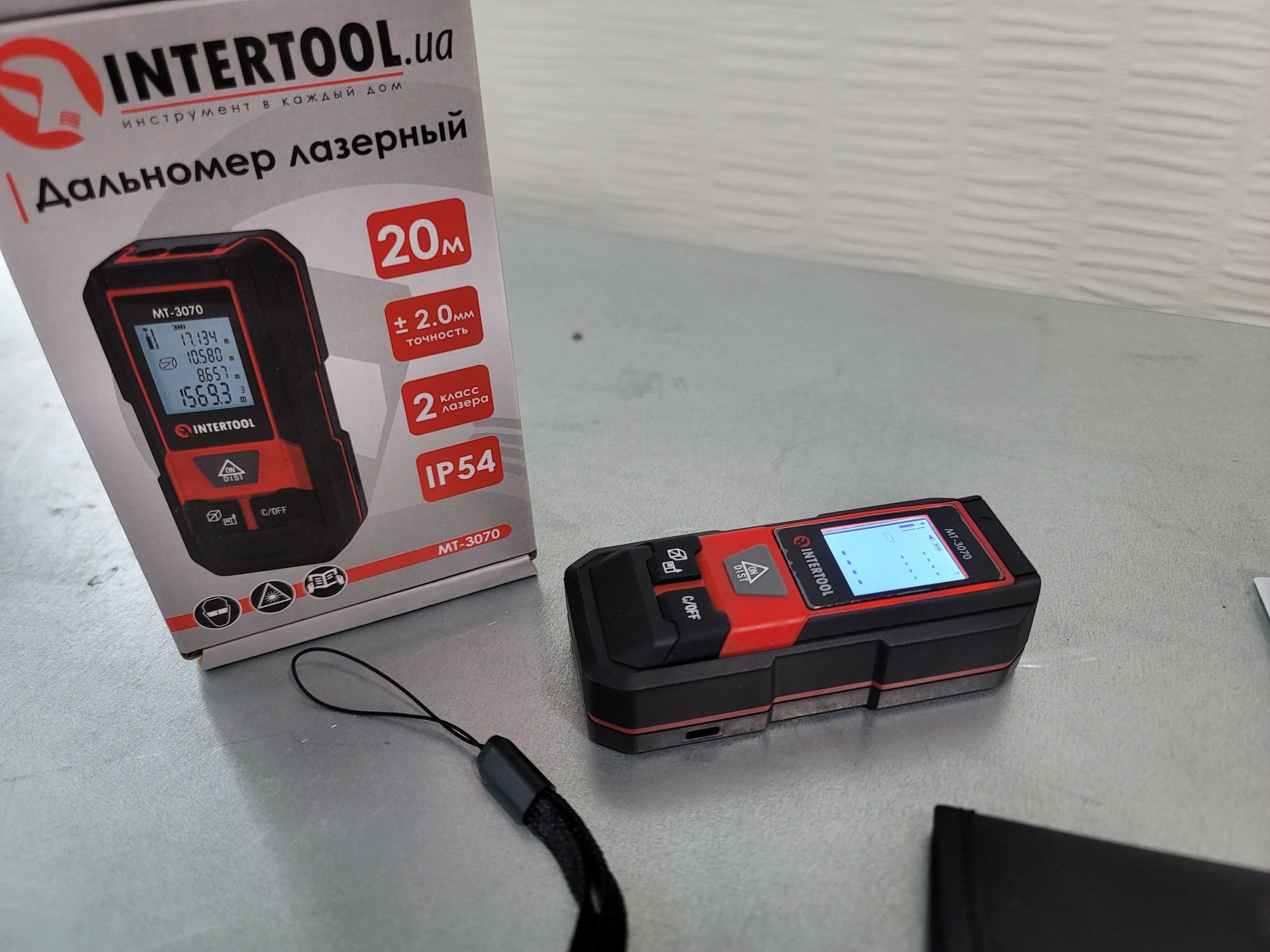 Дальномер Лазерная рулетка Intertool Компактная. 20м Гарантия 12мес