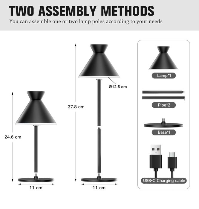 DEELUX Bezprzewodowa lampka stołowa LED