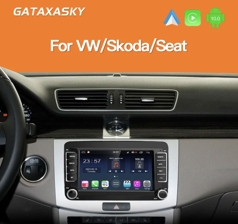 7" Автомагнітола Android для Volkswagen, Skoda, Seat.
