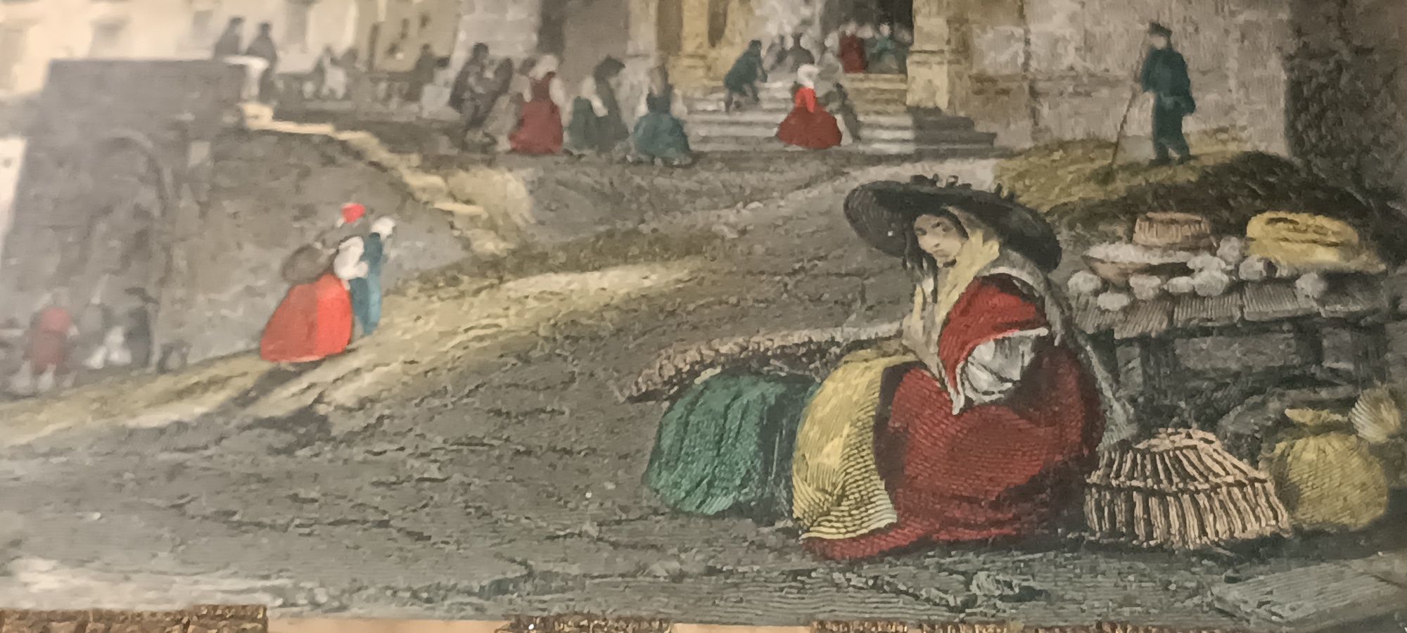 Antigo quadro com gravura Sé Velha, catedral de Coimbra