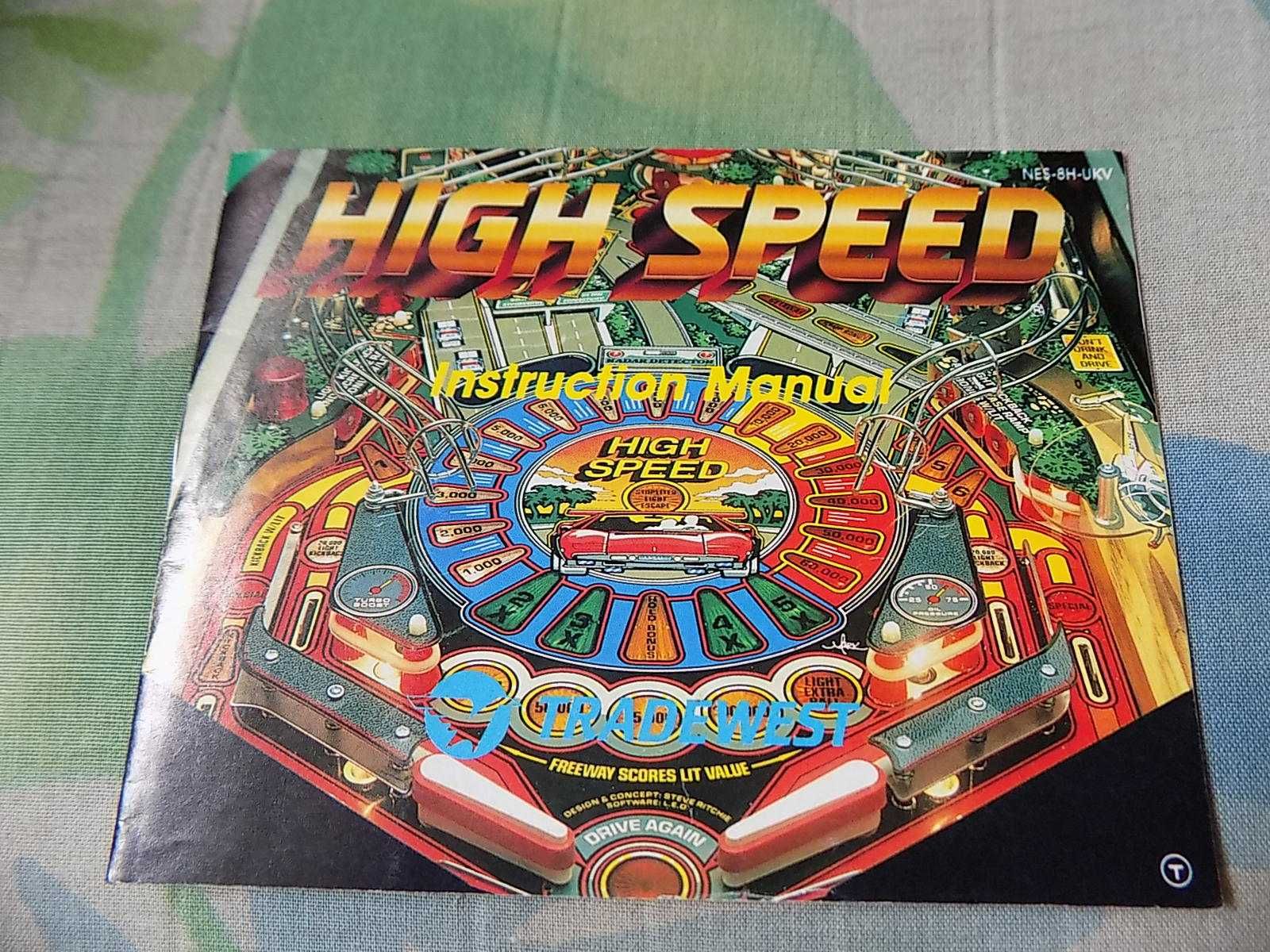 Instrukcja do gry High Speed (pinball) - Nintendo Entertainment System