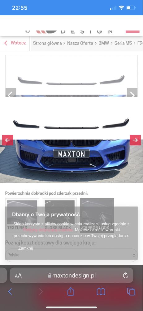 Dokładka Maxton Design bmw g30 f90 M5 seria5 spliter przedni