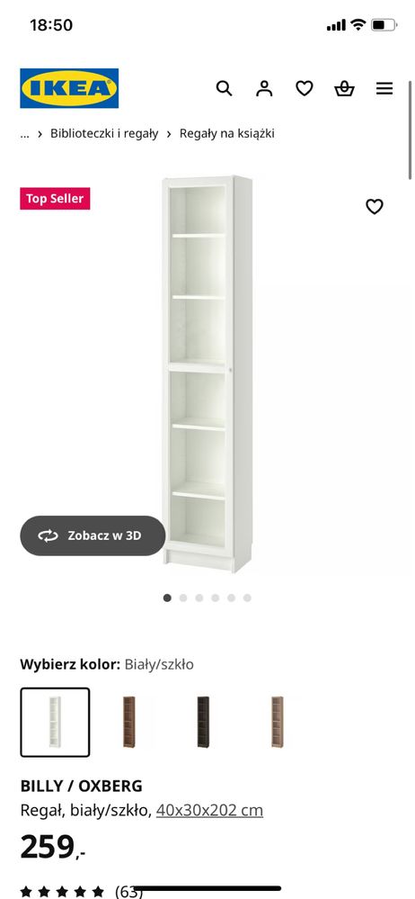 Ikea regał billy/oxberg jak Nowy.