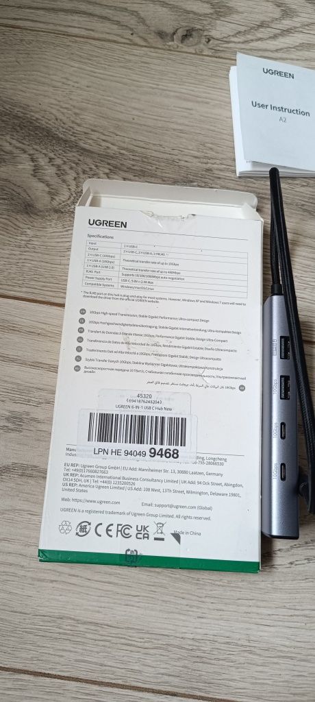 Adapter UGREEN CM512  USB C do Ethernet Adapter 5 W 1
