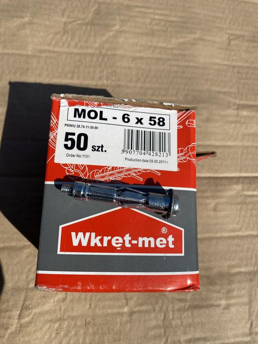 Kołek stalowy typu MOLLY 4x38 MOLLY 6x58 MOLLY 5x58 MOLLY 5x80