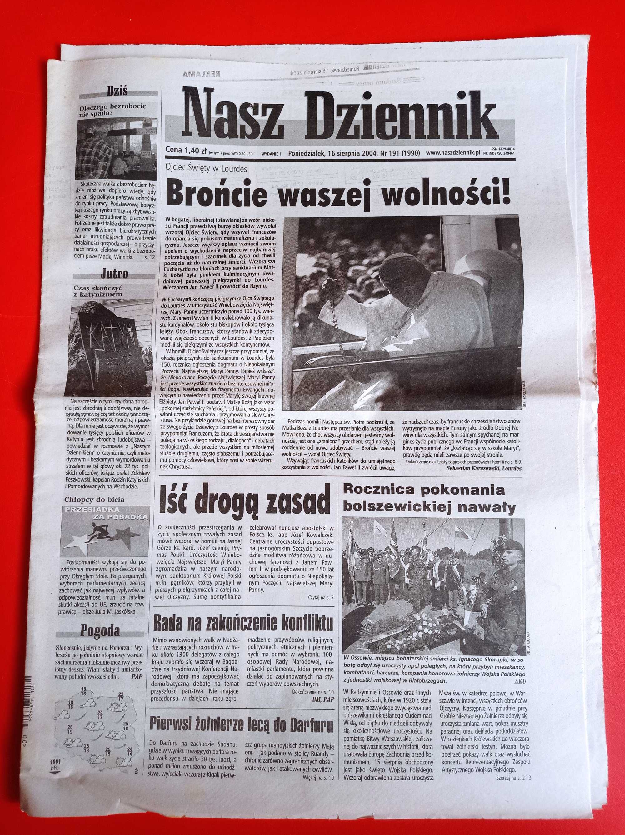 Nasz Dziennik, nr 191/2004, 16 sierpnia 2004