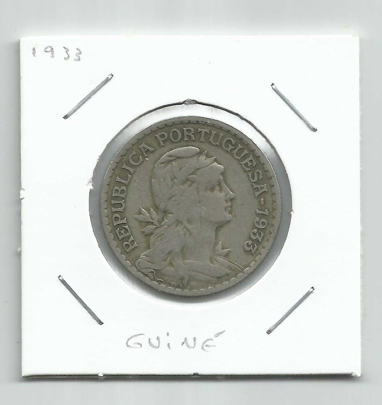 Moeda portuguesa  - ex-colónia Guiné – 1$00 de 1933 – Alpaca
