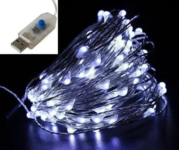 Гирлянда роса, 10 метров, USB, 8 режимов. Акция. Разный цвет и метраж.